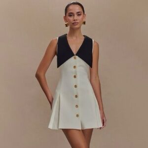 Elegant Cream and Black MESHKI Dress